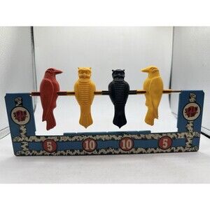 Vintage WYANDOTTE TOYS Metal Tin Spin Em' Shooting Gallery Target Owls Crow Toy
